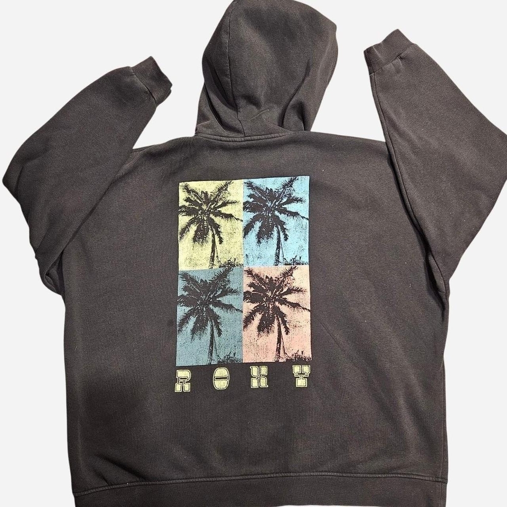 Vintage Roxy Black Zip-up Hoodie with Back Graphic - Picture 5 of 6